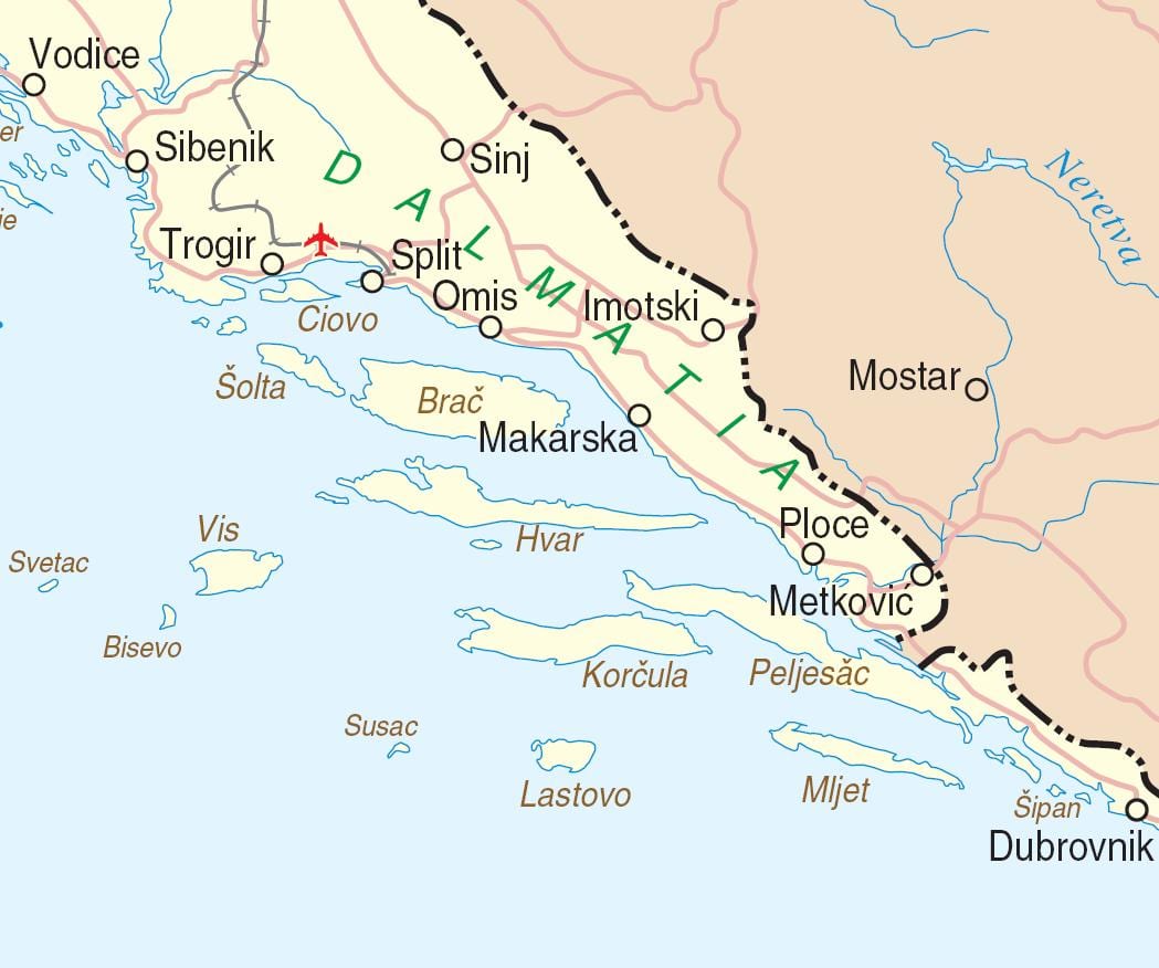 خريطة جنوب كرواتيا