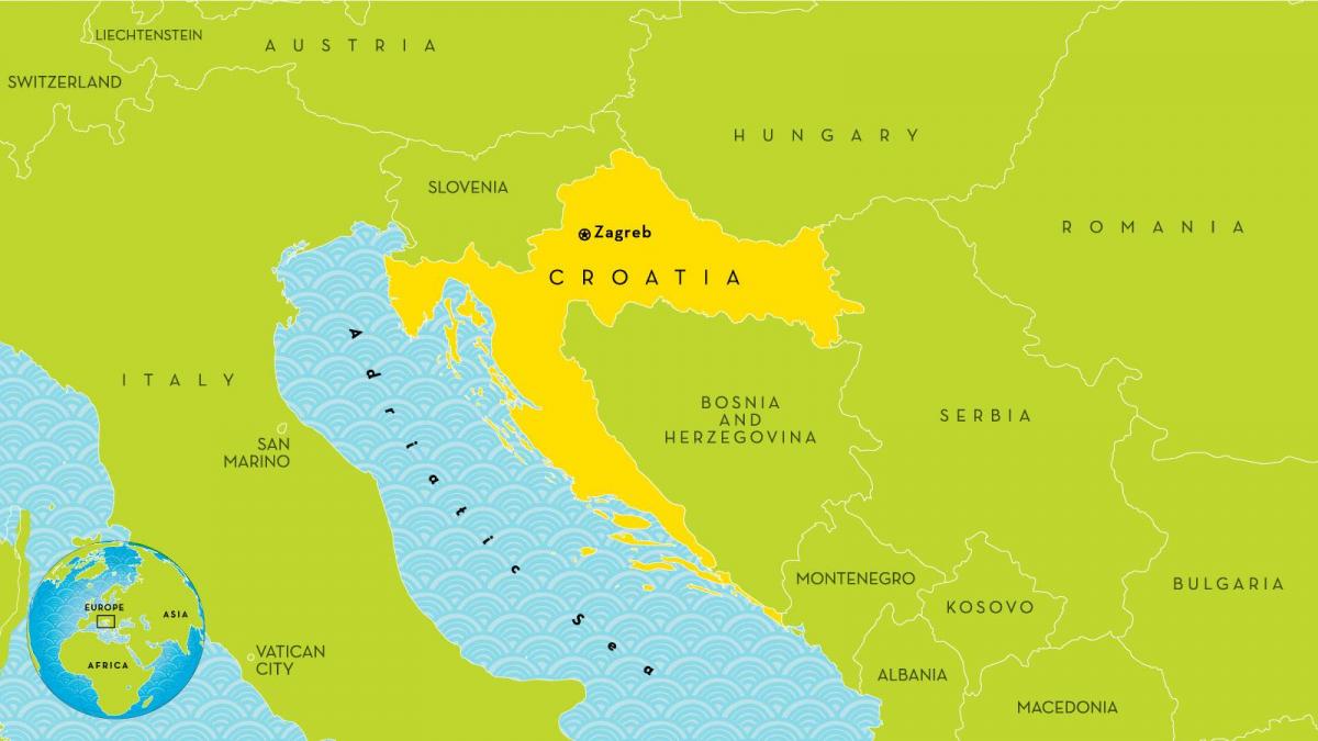 خريطة كرواتيا والمناطق المحيطة بها