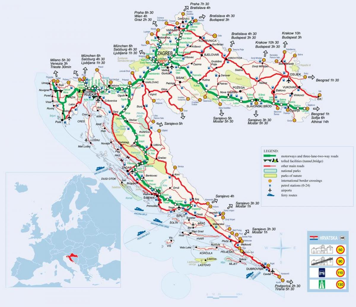 خريطة كرواتيا القطار
