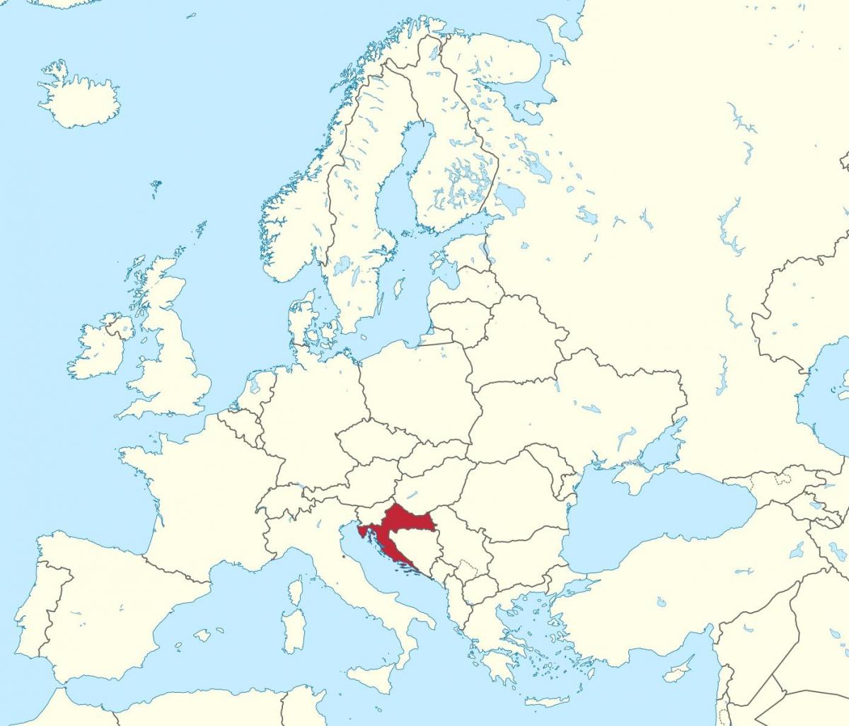 كرواتيا في خريطة أوروبا