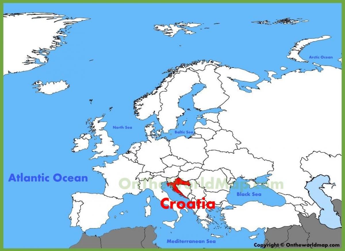 كرواتيا الموقع على خريطة العالم ، 