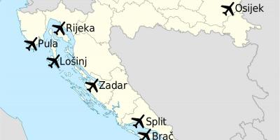 خريطة كرواتيا عرض المطارات